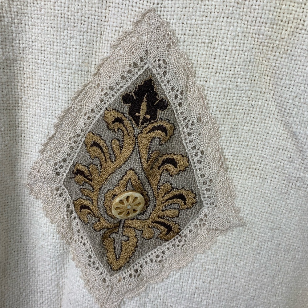 Vintage MEDIUM Button Front Sweater Jacket Lace Art To Wear Cottagecore Granny - Picture 7 of 9